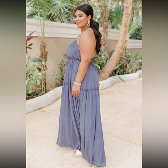 2XL Daybreak Skyline Halter Maxi Pink Lily Dress - Picture 2 of 10